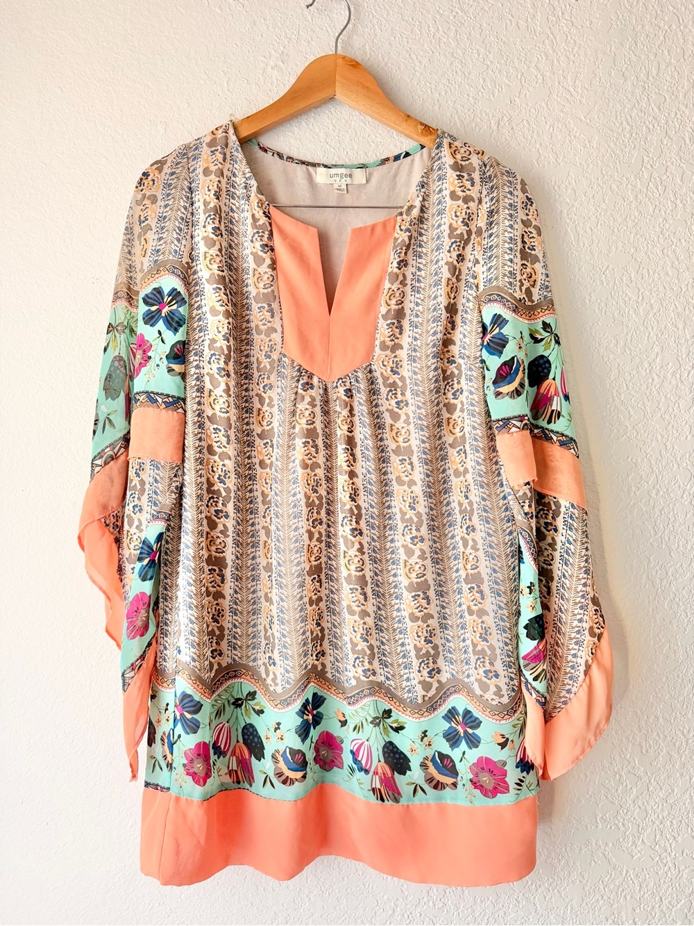 Umgee Boho Floral Print Flowy Dress Sz M